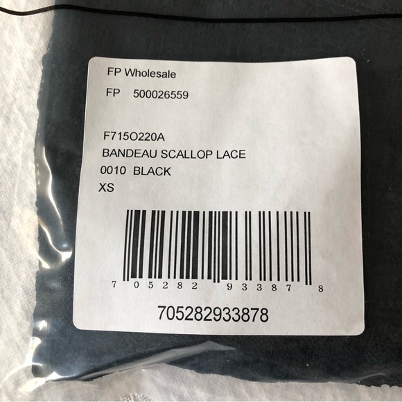 Free People Scallop Lace Bandeau Black New XS - Picture 2 of 5